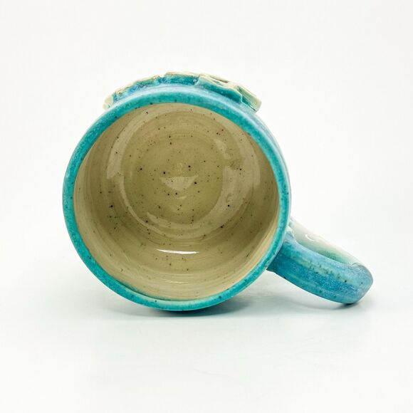 Handmade Pottery “Best Mom” Mug Teal Blue Green Glaze Drip Artisan Coffee Cup - Picture 4 of 7